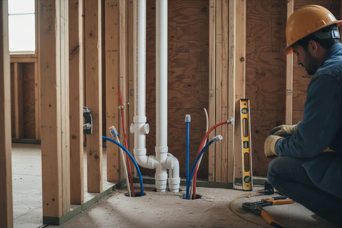 Drain and supply rough-in during Drain Cleaning in Ellington