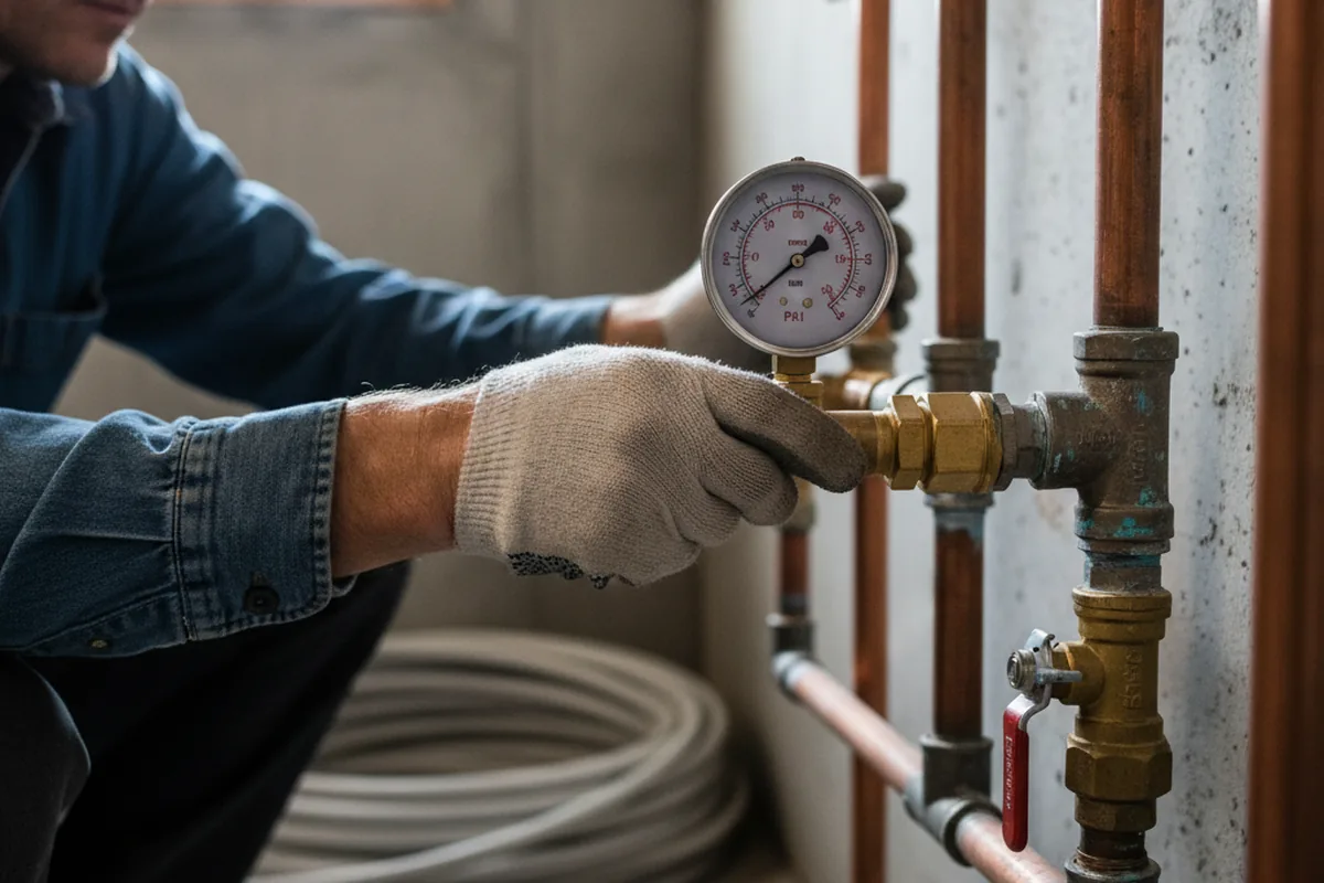 Pressure testing a repaired line during Water Line Repair in Ellington